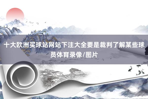 十大欧洲买球站网站下注大全要是裁判了解某些球员体育录像/图片