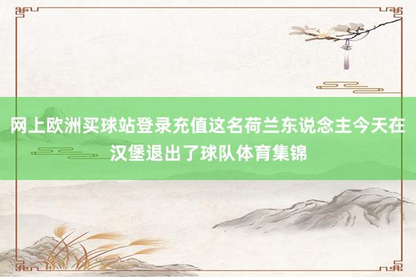 网上欧洲买球站登录充值这名荷兰东说念主今天在汉堡退出了球队体育集锦