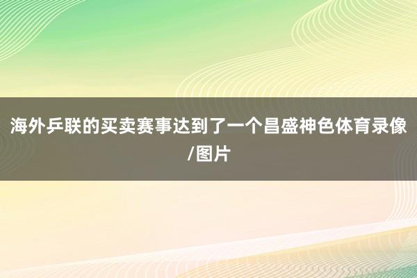 海外乒联的买卖赛事达到了一个昌盛神色体育录像/图片