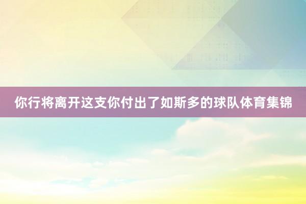 你行将离开这支你付出了如斯多的球队体育集锦